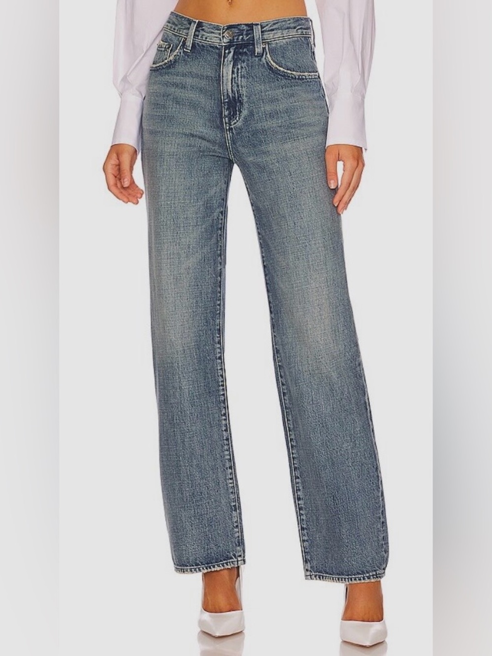 Pistola Bobbie Mid Rise Loose Straight Jeans 27 Marne Medium Blue Wash Denim - Picture 13 of 13